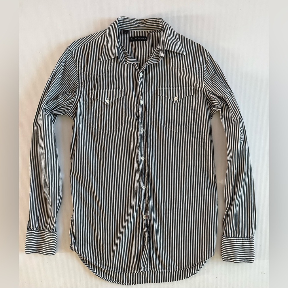 Ralph Lauren Long Sleeve Shirt Men’s Size Small Black Label Cotton Striped